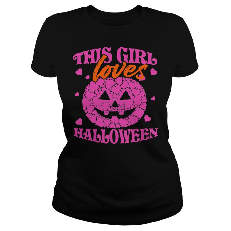 THIS GIRL LOVES HALLOWEEN T SHIRT (PINK)