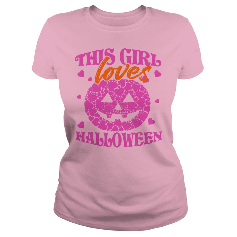 THIS GIRL LOVES HALLOWEEN T SHIRT (PINK)