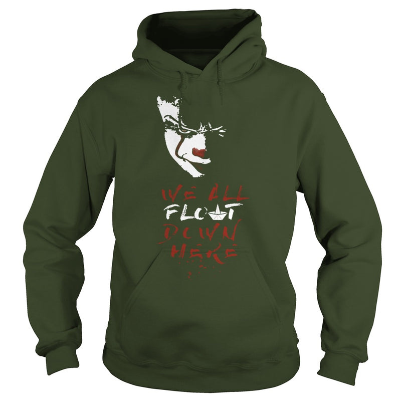 RED BALLOON WE ALL FLOAT DOWN CLOWN HORROR HALLOWEEN T-SHIRT
