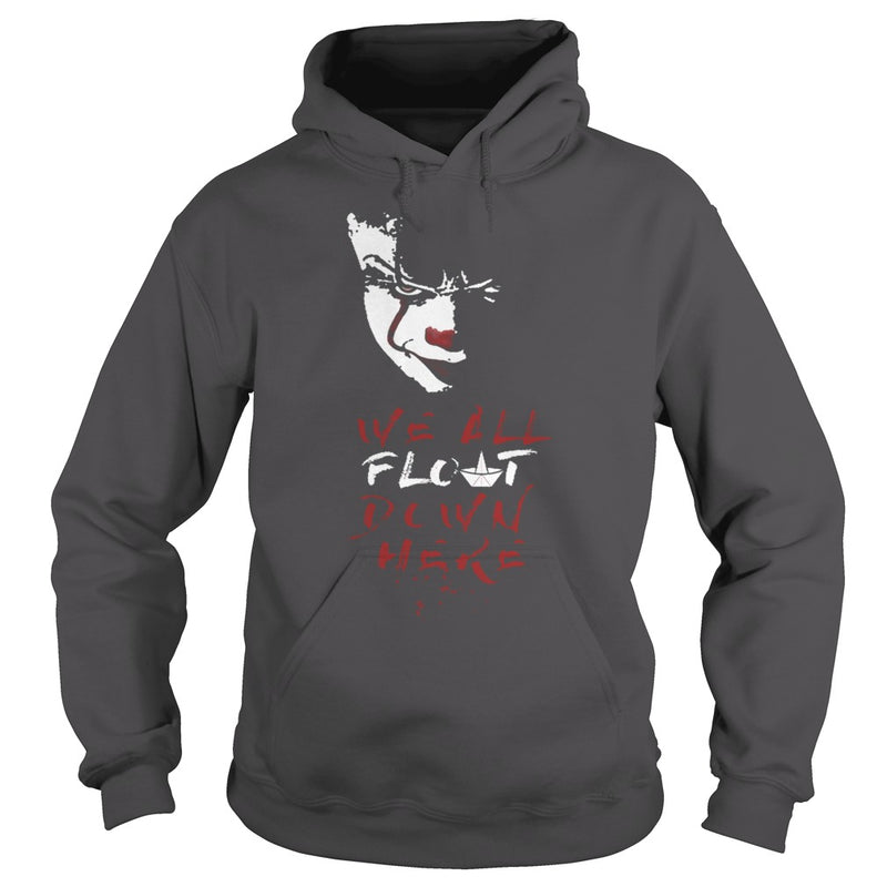 RED BALLOON WE ALL FLOAT DOWN CLOWN HORROR HALLOWEEN T-SHIRT