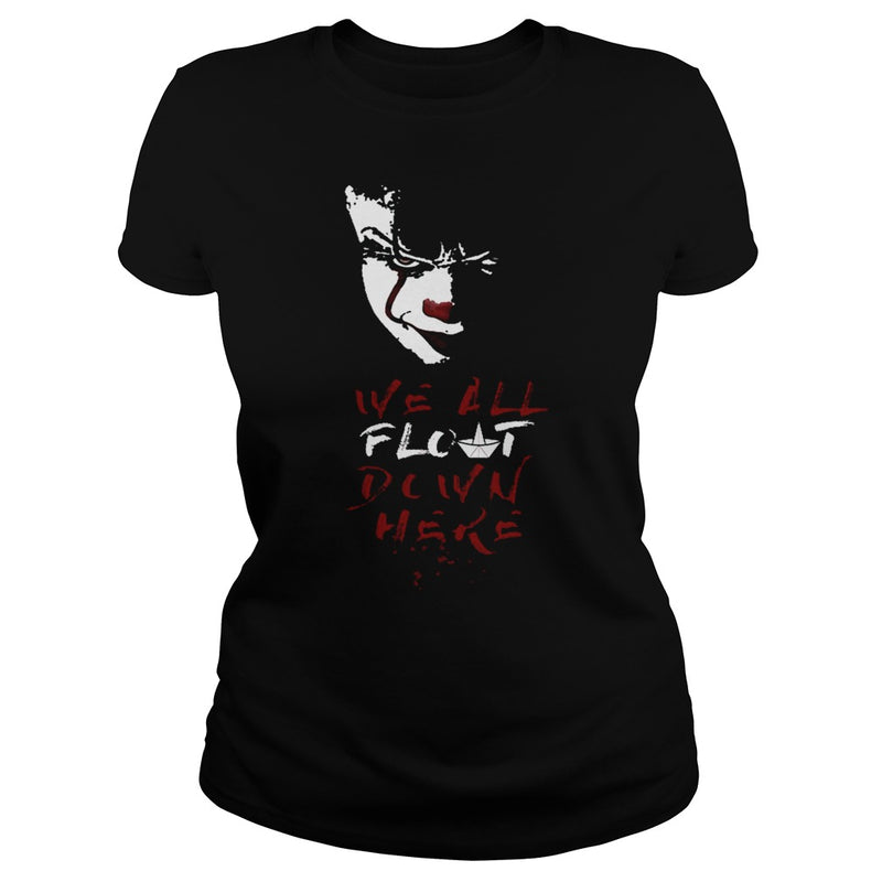 RED BALLOON WE ALL FLOAT DOWN CLOWN HORROR HALLOWEEN T-SHIRT