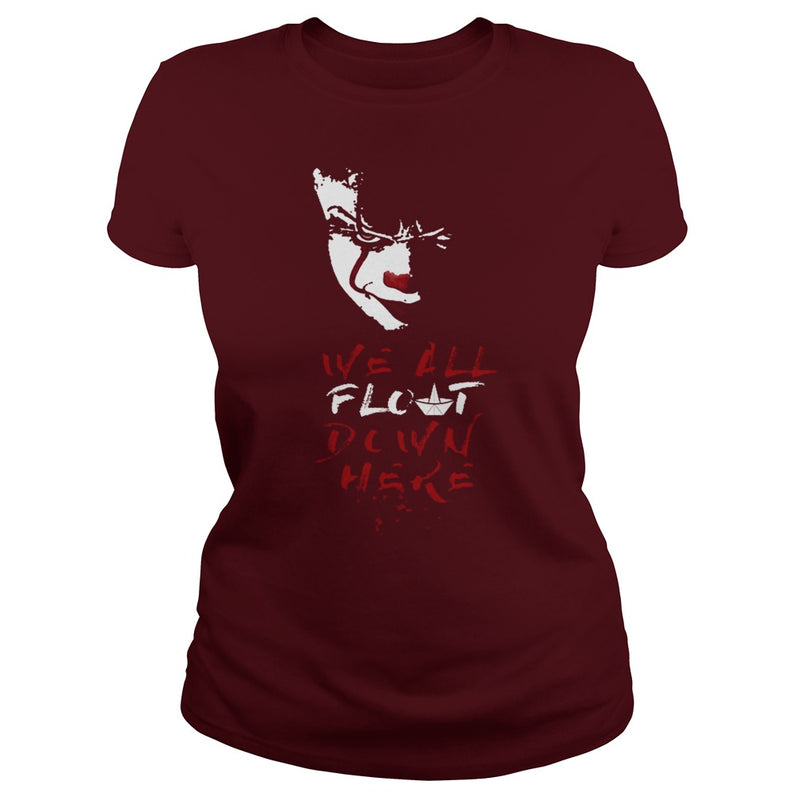 RED BALLOON WE ALL FLOAT DOWN CLOWN HORROR HALLOWEEN T-SHIRT