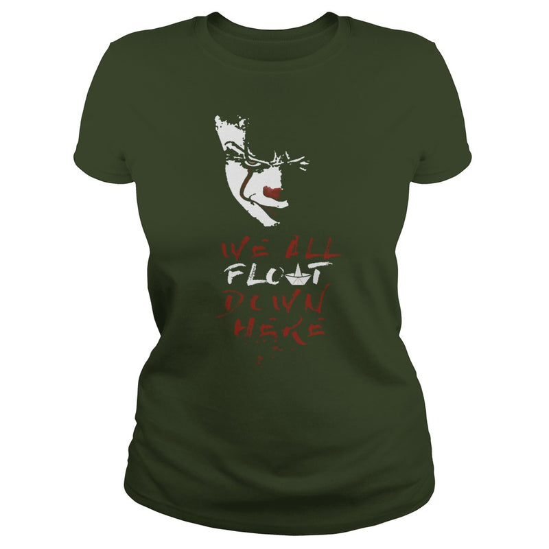 RED BALLOON WE ALL FLOAT DOWN CLOWN HORROR HALLOWEEN T-SHIRT