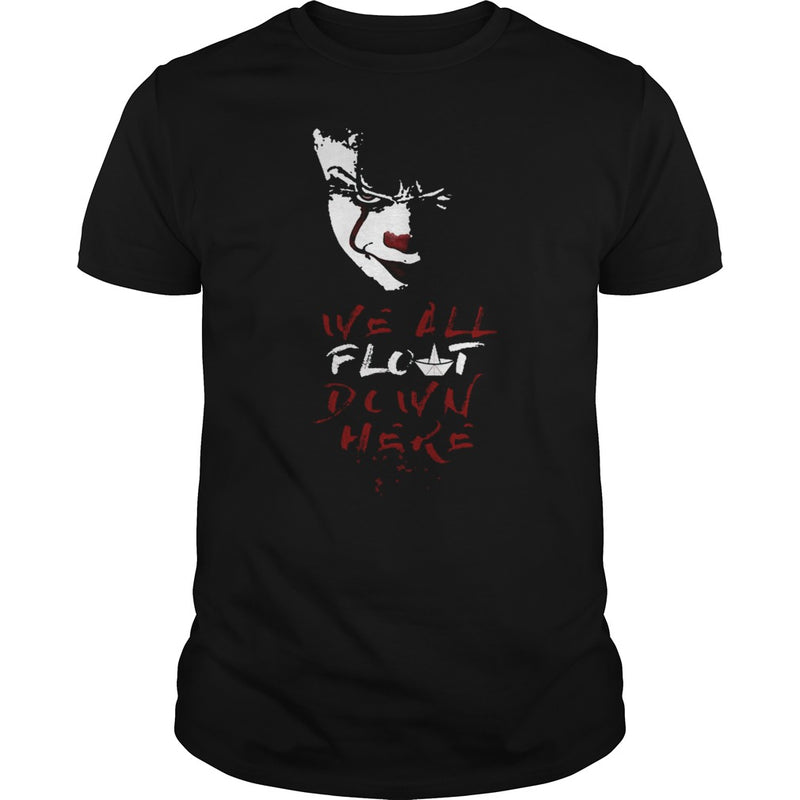 RED BALLOON WE ALL FLOAT DOWN CLOWN HORROR HALLOWEEN T-SHIRT