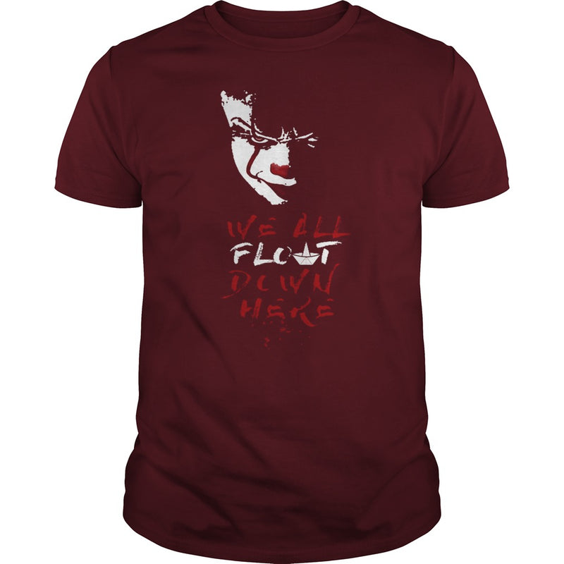RED BALLOON WE ALL FLOAT DOWN CLOWN HORROR HALLOWEEN T-SHIRT