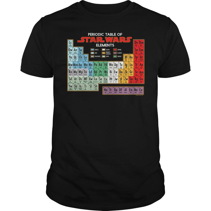 STAR A WARS PERIODIC TABLE OF ELEMENTS GRAPHIC T-SHIRT