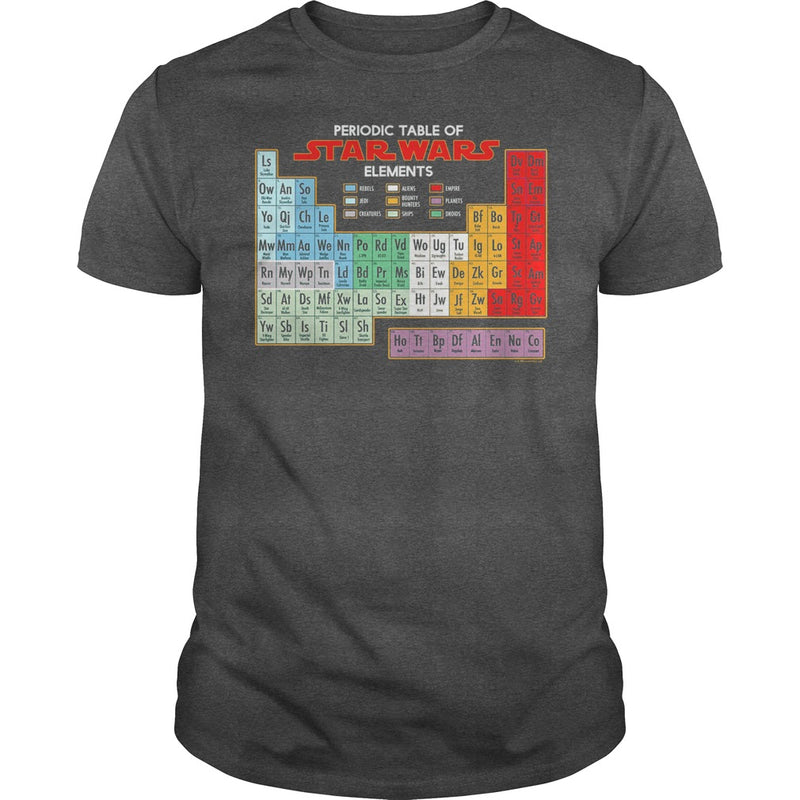 STAR A WARS PERIODIC TABLE OF ELEMENTS GRAPHIC T-SHIRT