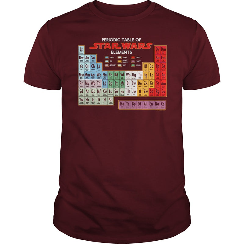 STAR A WARS PERIODIC TABLE OF ELEMENTS GRAPHIC T-SHIRT