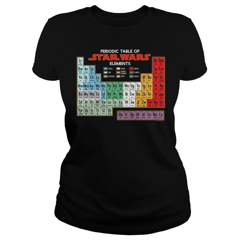 STAR A WARS PERIODIC TABLE OF ELEMENTS GRAPHIC T-SHIRT