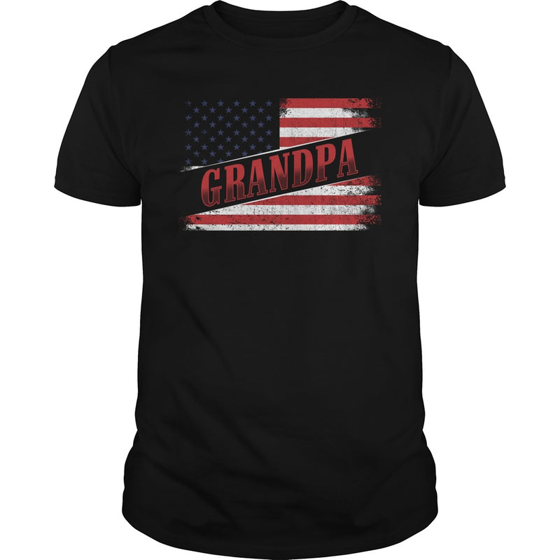 Fathers Day Gift American Red Grandpa flag T Shirt