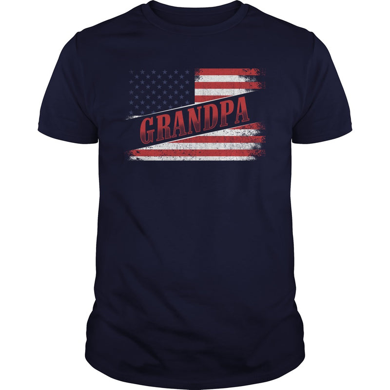 Fathers Day Gift American Red Grandpa flag T Shirt
