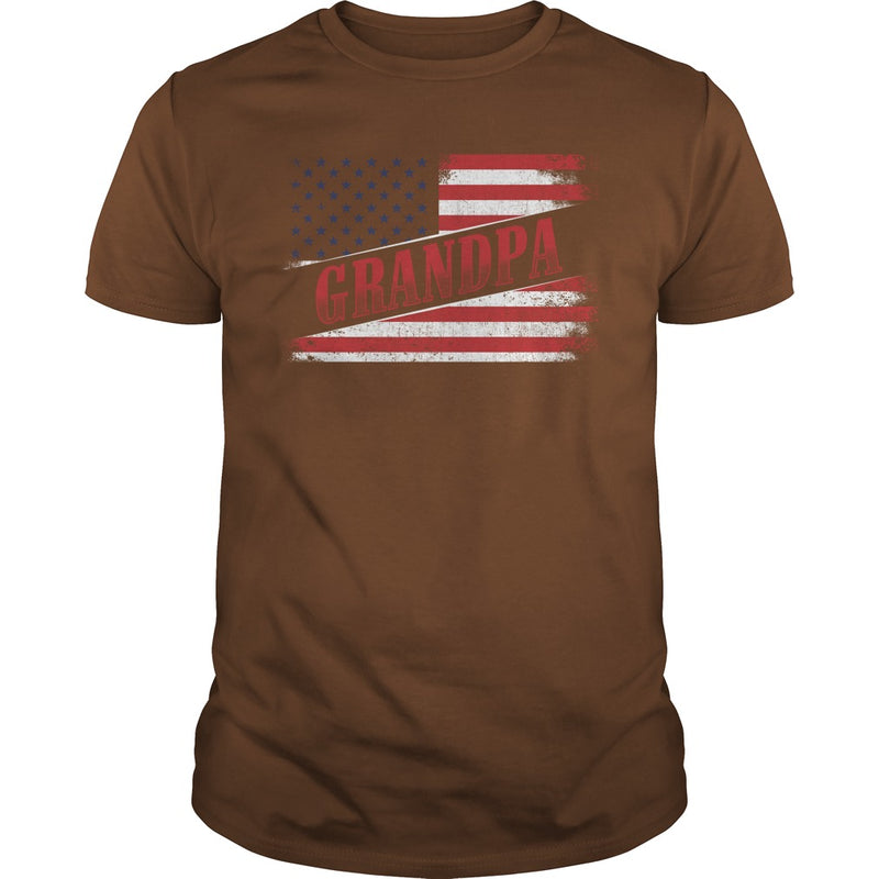 Fathers Day Gift American Red Grandpa flag T Shirt