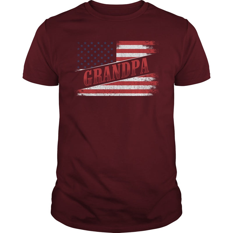 Fathers Day Gift American Red Grandpa flag T Shirt