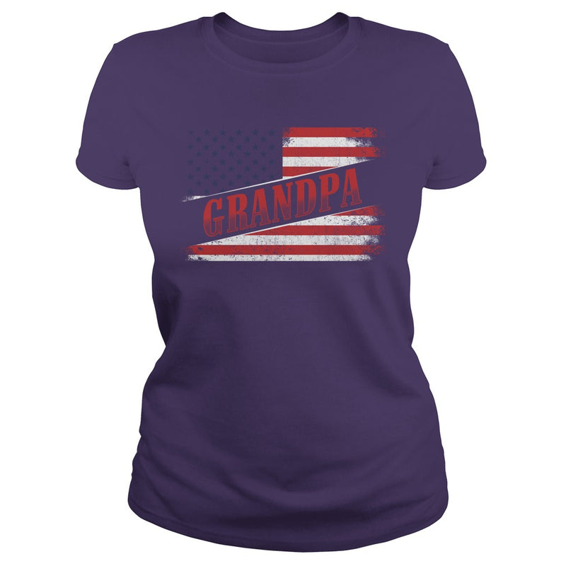 Fathers Day Gift American Red Grandpa flag T Shirt