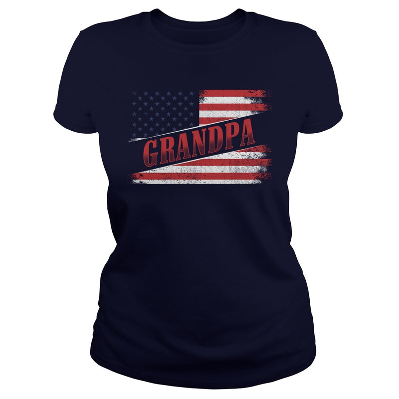 Fathers Day Gift American Red Grandpa flag T Shirt