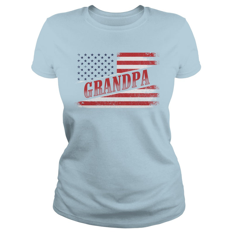 Fathers Day Gift American Red Grandpa flag T Shirt