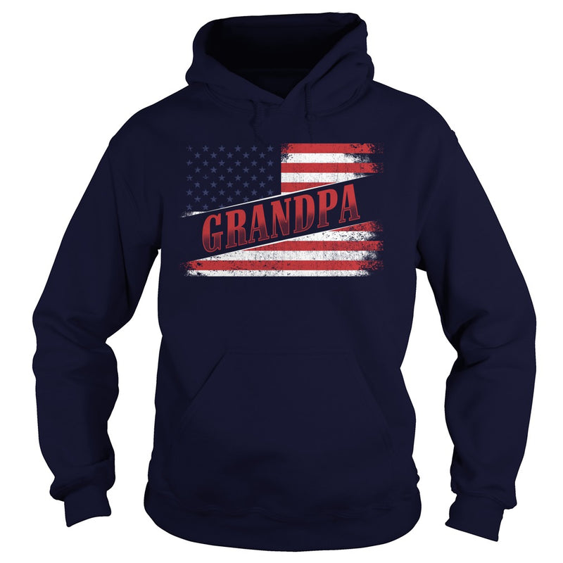 Fathers Day Gift American Red Grandpa flag T Shirt
