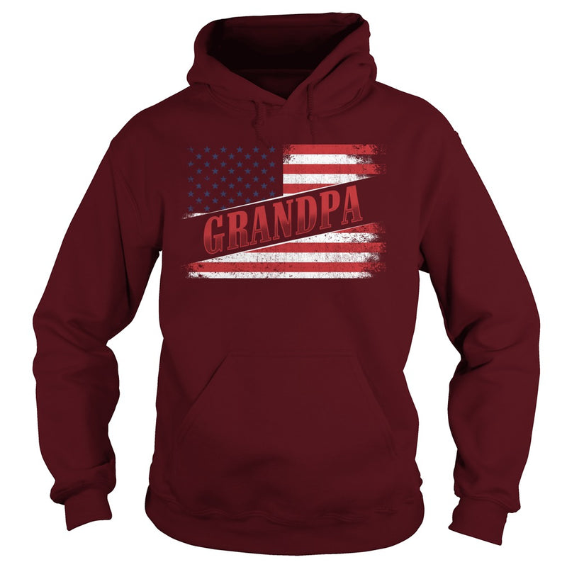 Fathers Day Gift American Red Grandpa flag T Shirt
