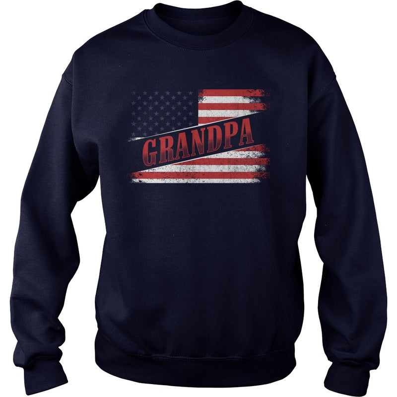 Fathers Day Gift American Red Grandpa flag T Shirt