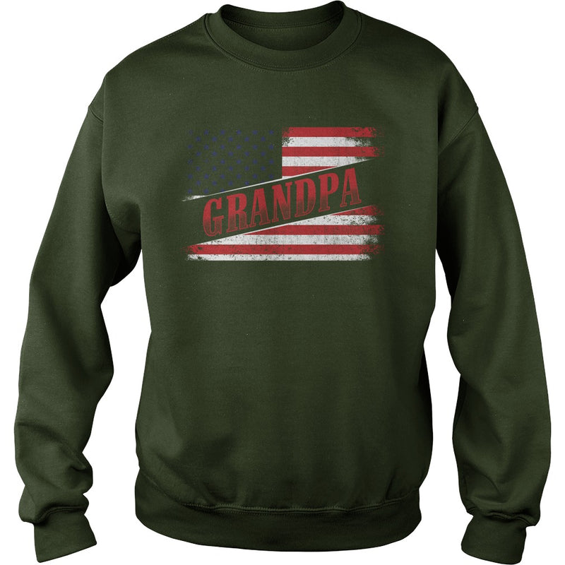 Fathers Day Gift American Red Grandpa flag T Shirt