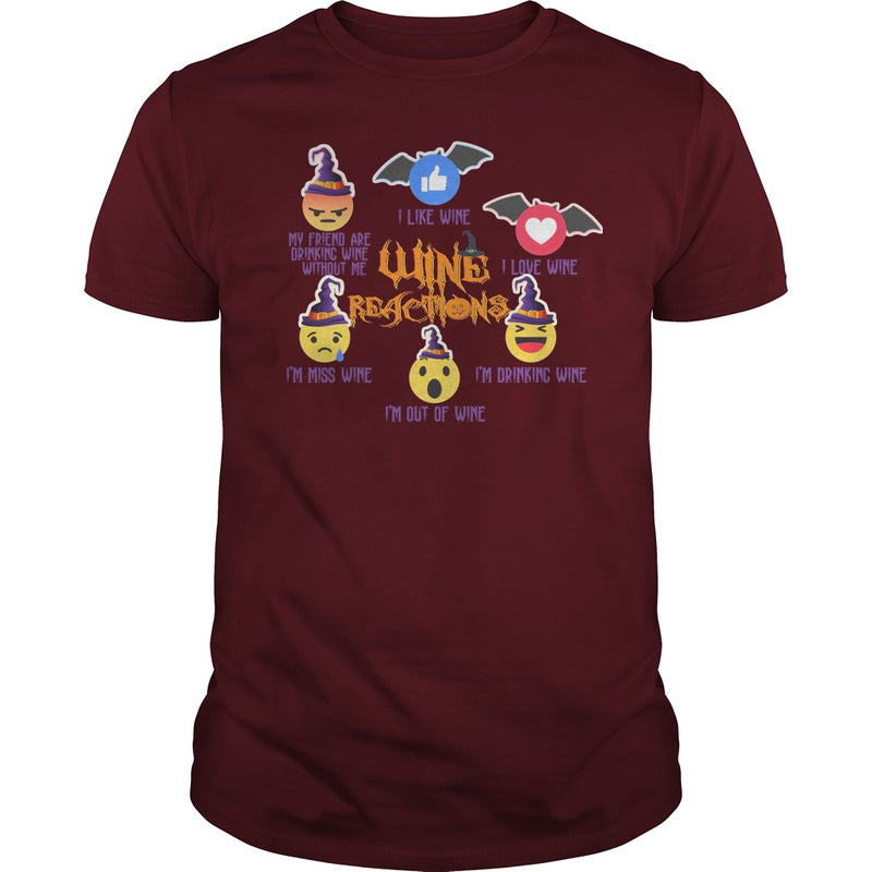 WINE REACTIONS T SHIRT FUNNY HALLOWEEN SHIRT
