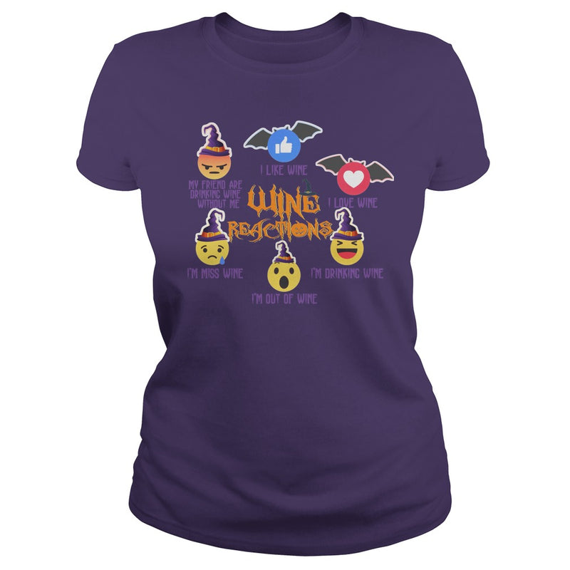 WINE REACTIONS T SHIRT FUNNY HALLOWEEN SHIRT