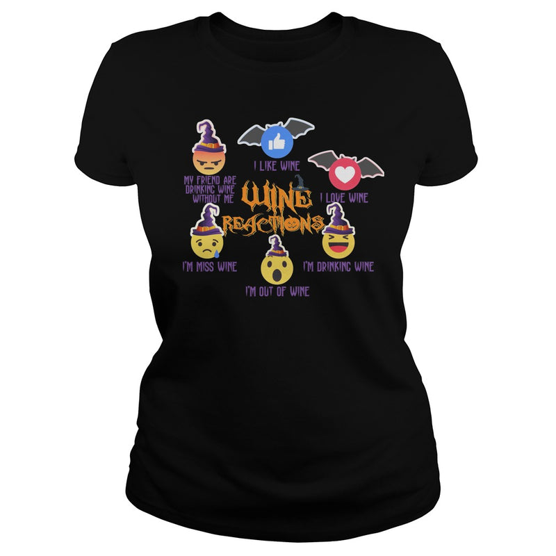 WINE REACTIONS T SHIRT FUNNY HALLOWEEN SHIRT