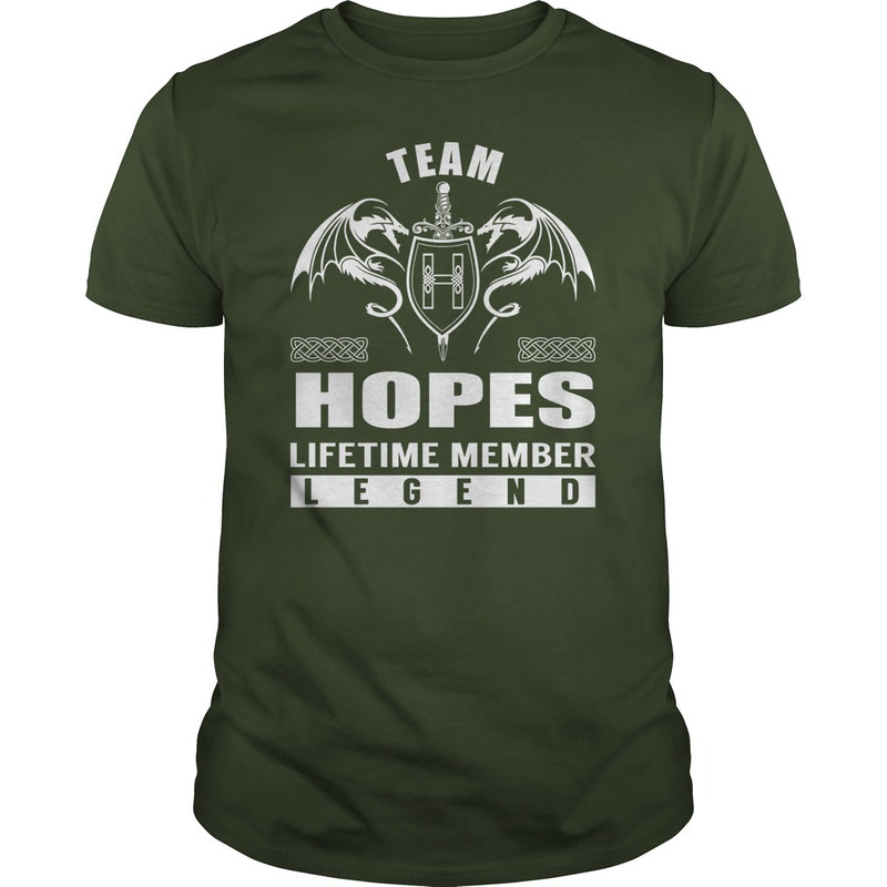 Team HOPES Lifetime Member Legend Name TShirts