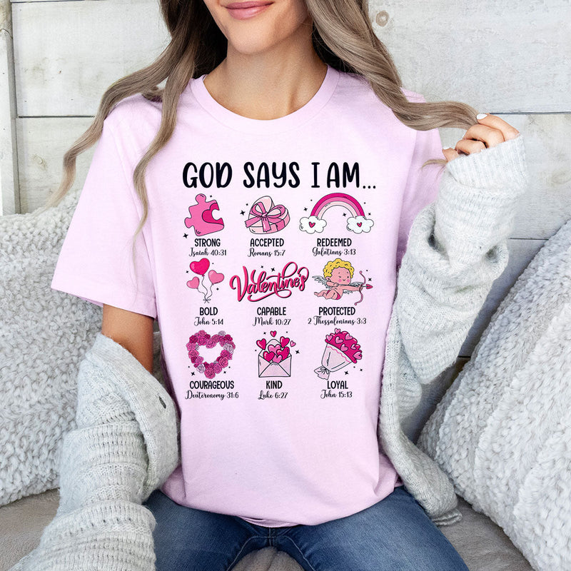 GiftyGifts Valentine God Says I Am T-shirt