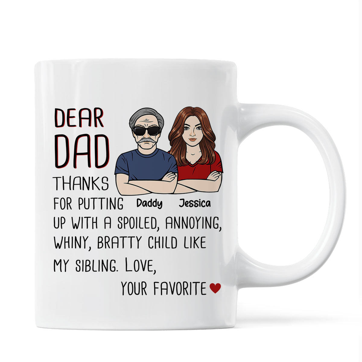 Dear Dad Thanks For Putting Up With My Sibling Gift For Dad Personalized Mug