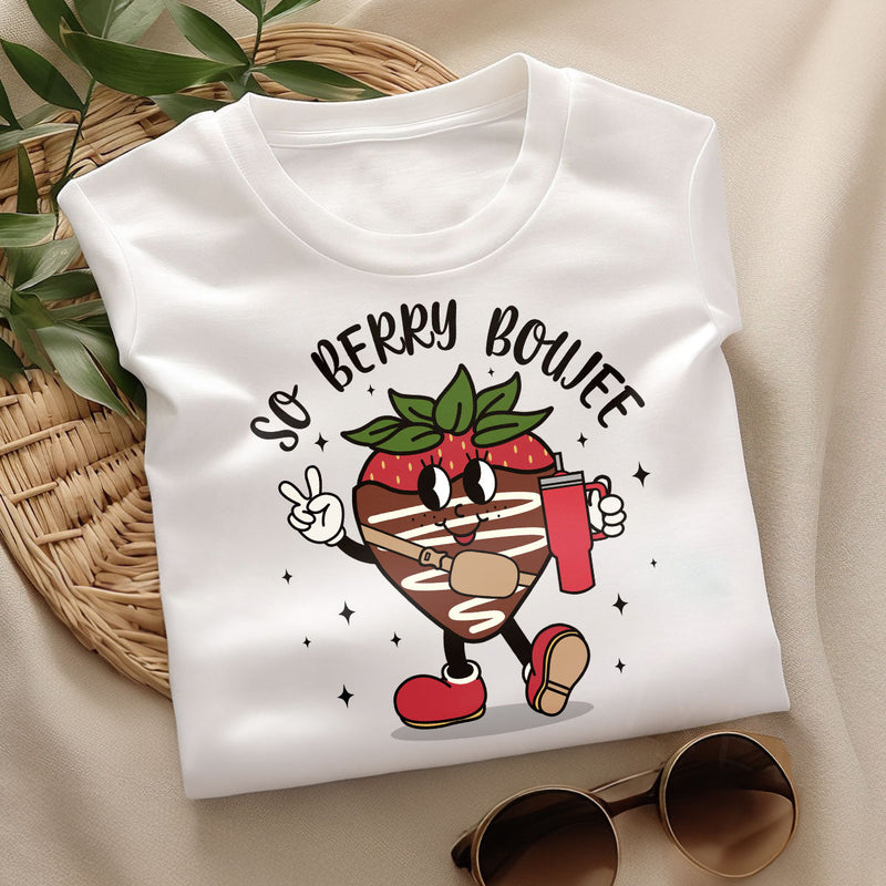 GiftyGifts So Berry Boujee Chocolate Covered Strawberry Valentine T-Shirt