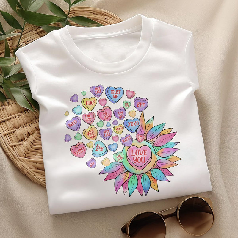 GiftyGifts Love You Sunflower Valentine T-Shirt