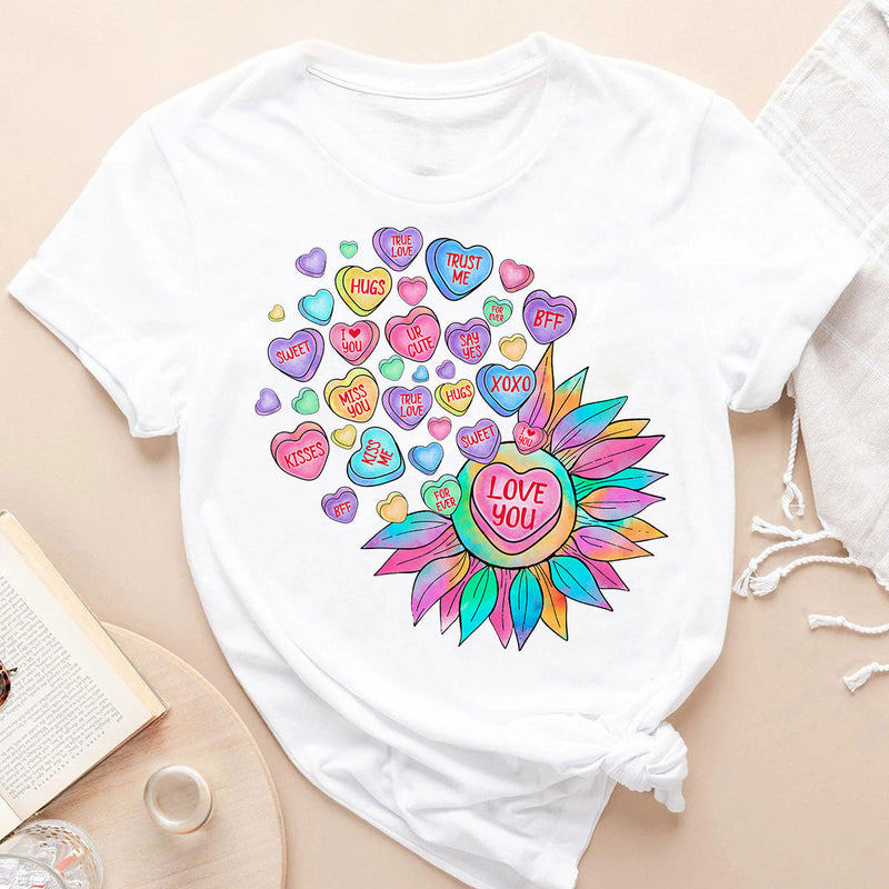 GiftyGifts Love You Sunflower Valentine T-Shirt