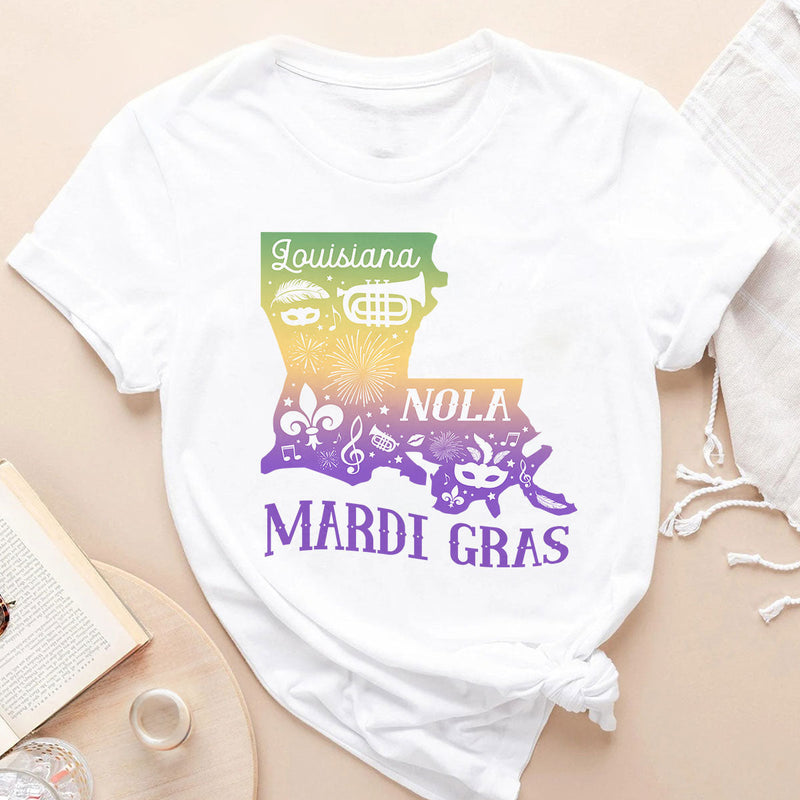GiftyGifts Mardi Gras Louisiana Nola Fat Tuesday T-shirt