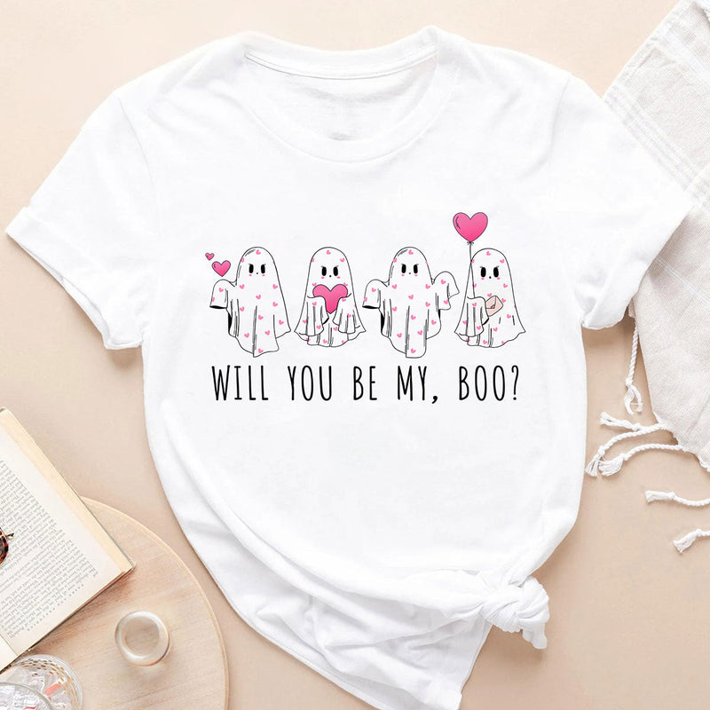 GiftyGifts Will You Be My Boo Cute Ghost Valentine T-Shirt