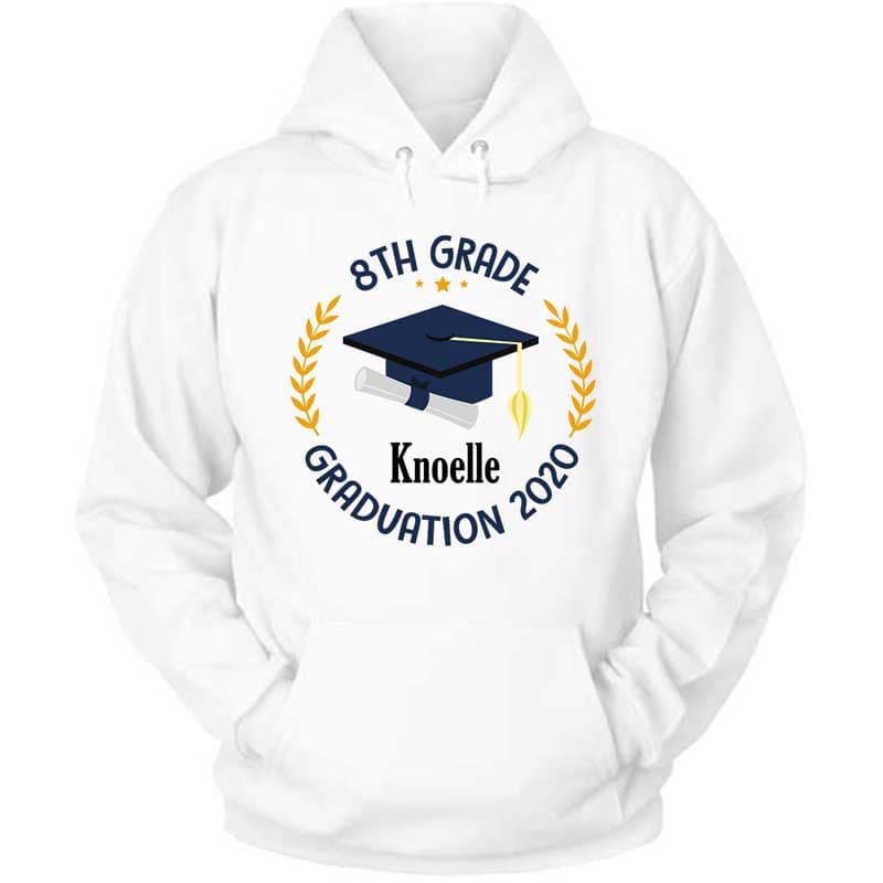 Hoodie 8th Grade Graduation Personalized Hoodie Pullover Hoodie / S / White