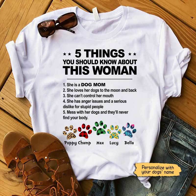 T-shirts 5 Things About This Dog Mom Personalized Shirt Classic Tee / S / White