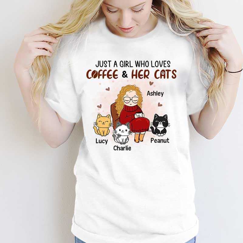 T-shirts A Chibi Girl Cats Coffee Personalized Shirt