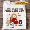 T-shirts A Chibi Girl Cats Coffee Personalized Shirt Classic Tee / S / White