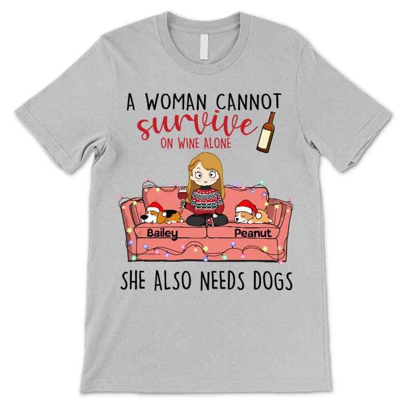 T-shirts A Chibi Girl Wine And Dogs Personalized Shirt