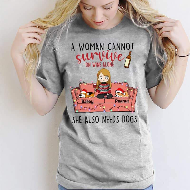 T-shirts A Chibi Girl Wine And Dogs Personalized Shirt