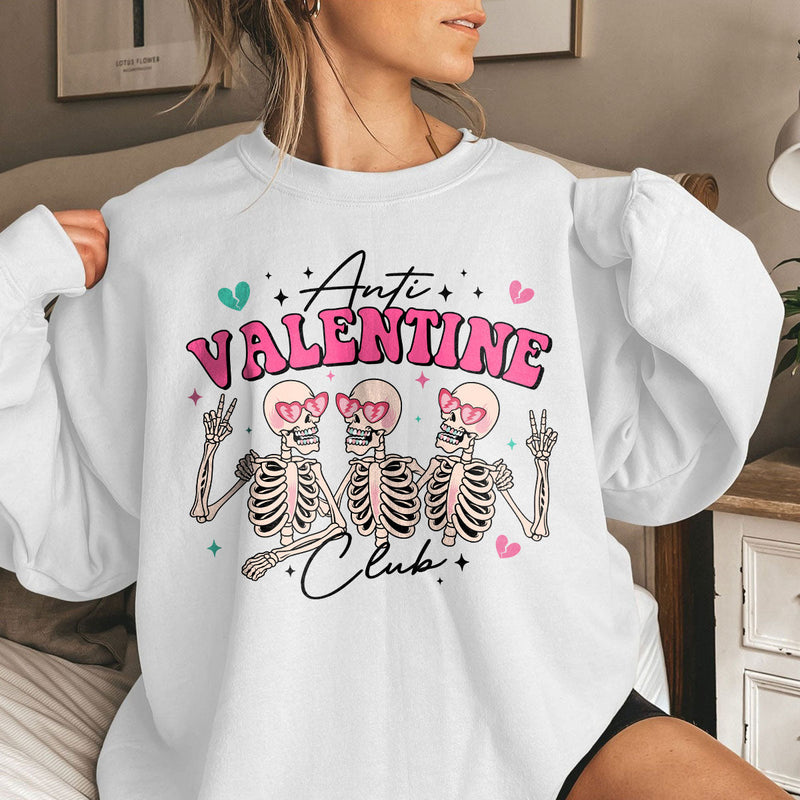 GiftyGifts Anti-Valentine Club Skeletons Sweatshirt