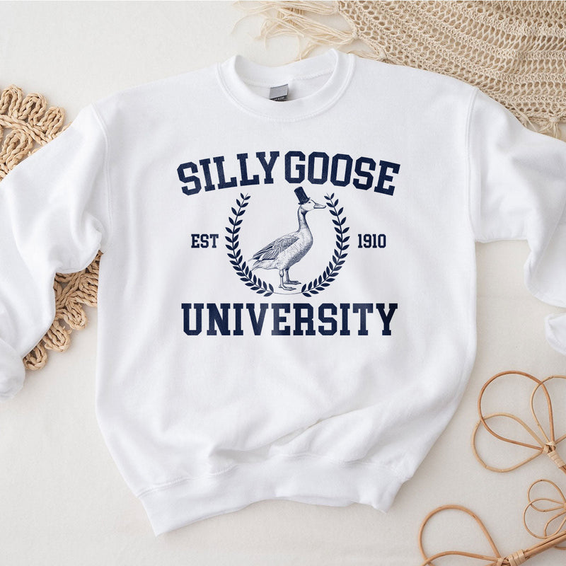 GiftyGifts Silly Goose University Funny Animals Meme Light Color Sweatshirt