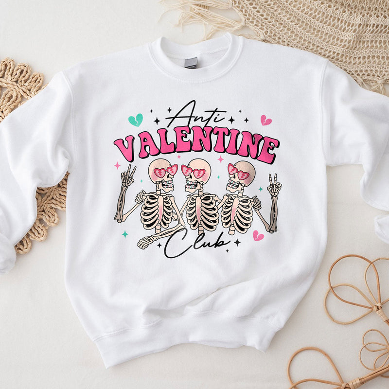 GiftyGifts Anti-Valentine Club Skeletons Sweatshirt