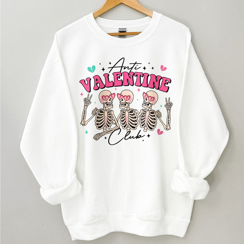 GiftyGifts Anti-Valentine Club Skeletons Sweatshirt
