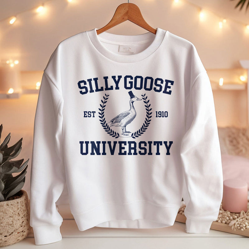 GiftyGifts Silly Goose University Funny Animals Meme Light Color Sweatshirt