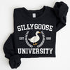 GiftyGifts Silly Goose University Funny Animals Meme Dark Color Sweatshirt
