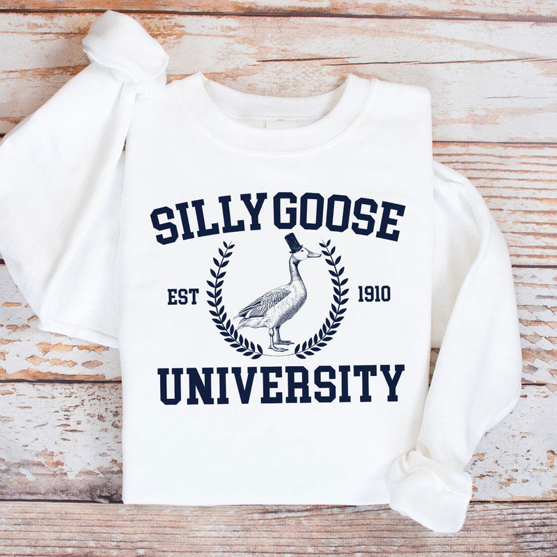 GiftyGifts Silly Goose University Funny Animals Meme Light Color Sweatshirt